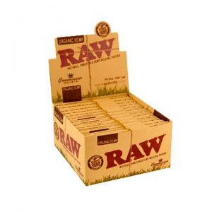 Raw Rolling Paper | Raw Organic Hemp Connoisseur Kingsize Slim With Tips (Box of 24)